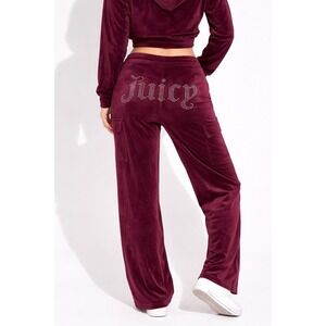 Juicy Couture Velour Cargo Sleepwear Pants XL Beet Rhinestone Logo Loungewear
